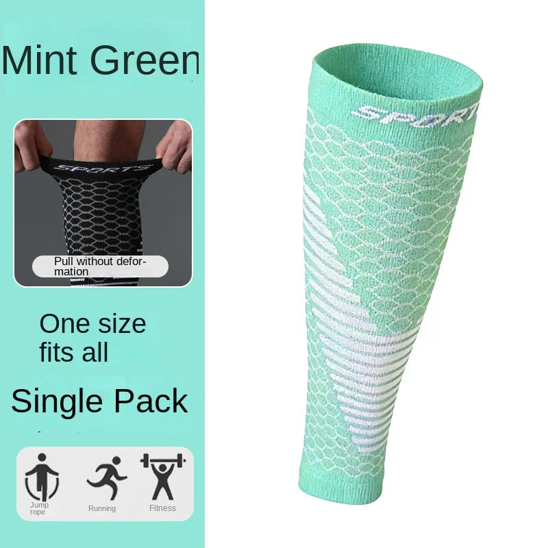 Sports Calf Compression Leg Sleeves for Running, Elastic Anti-Fatigue Shin Guards for Men Women Breathable Athletic Leg Support
