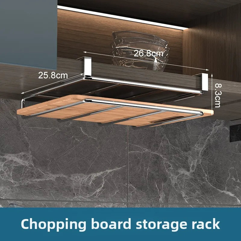 Cabinet Hanging Organizer Multi Purpose Hook Rack Kitchen Paper Towel Cutting Board Pot Lid Storage Hardware Organizer Kitchen