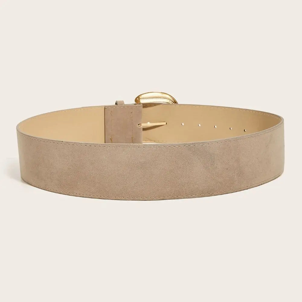 Maillard Styles Suede Leather Wide Belt Luxury Design Trendy Pin Buckle Waistband Versatile Casual Trouser Dress Belts Gifts