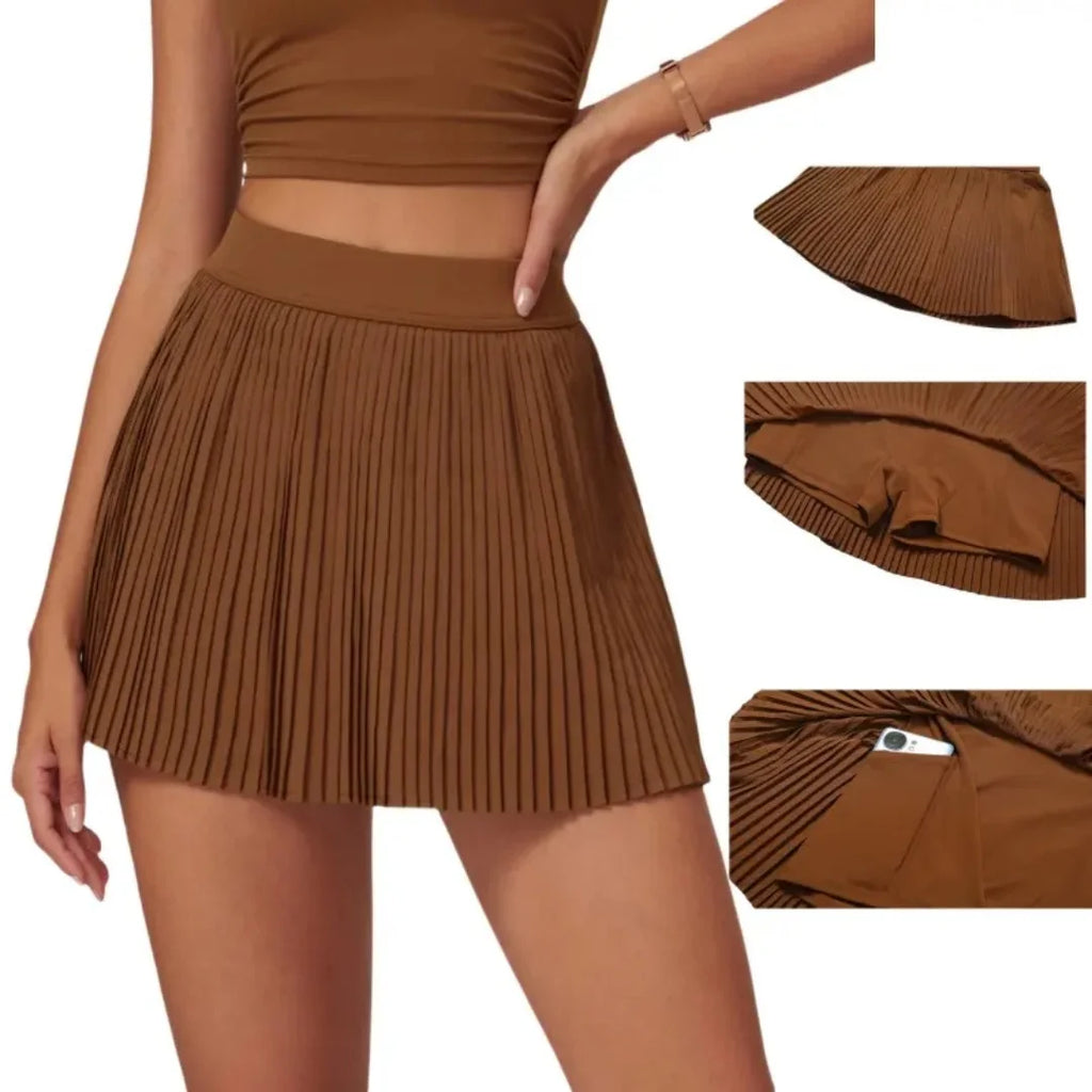 Women's fashion 2-in-1 golf tennis skirt pleated fitness suit with inner pocket, women's sexy style