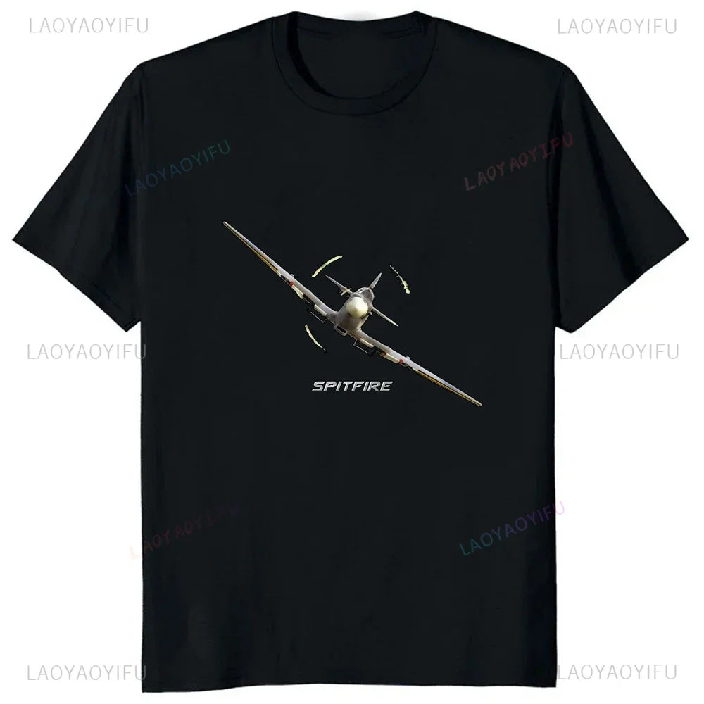 Hot Sale WW2 Battle of Britain Legend Supermarine Spitfire Fighter T-Shirt Harajuku Summer Short Sleeve Casual Y2k Mens T-shirt