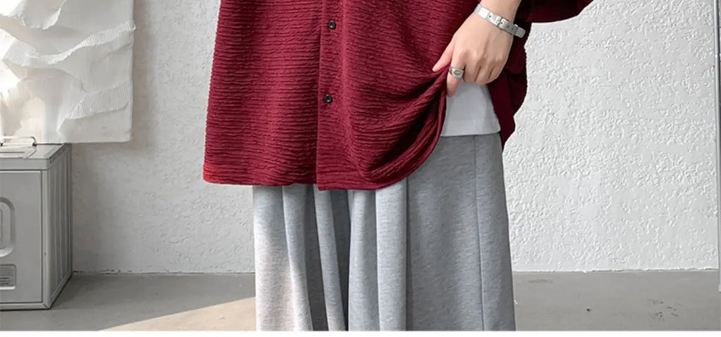 LEGIBLE Spring Summer Solid Shirts Men Casual Oversized Three Quarter Shirts Male Loose Fit Shirt for Man