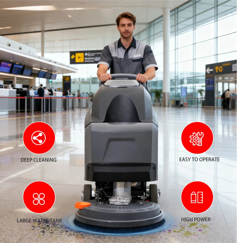 T4B Hand-pushed China Supplier Industrial Floor Cleaner Scrubber Warehouse Cement Floor Washing Machine
