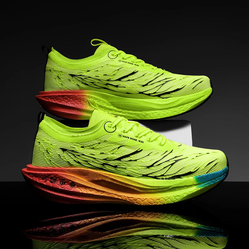 Fluorescence Running Shoes CarbonBoard Marathon Men Sports Breathable Women's Comfortable Athletic Sneakers Soft Wear Resistant