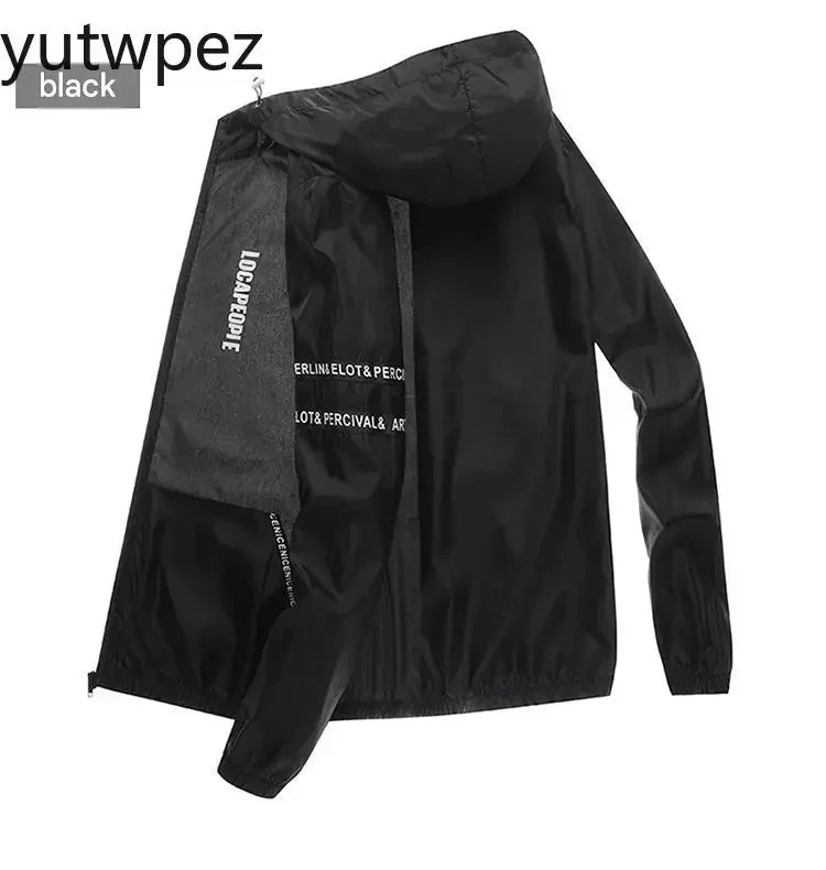 Outdoor Hiking UPF50+ Summer Sun Protection Running Men's Casual Quick-drying Bicycle Sports Hooded Jacket Thin Skin Windbreaker