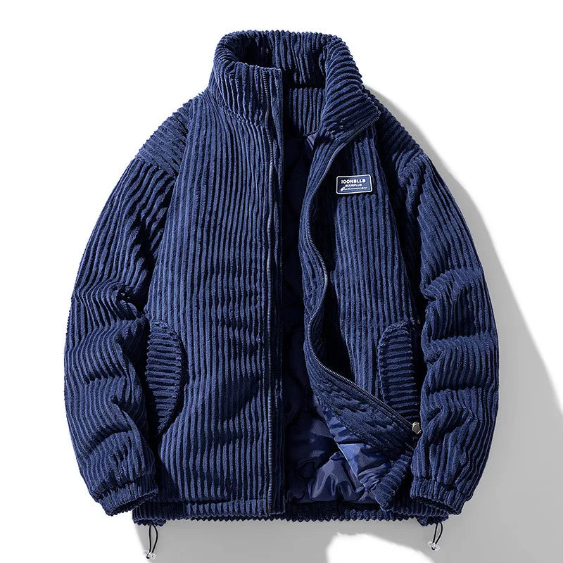 Autumn Winter Corduroy Men's Parkas High-end Design Quality Men's Jacket Handsome Trendy Brand Thick Couple Down Cotton Jacket