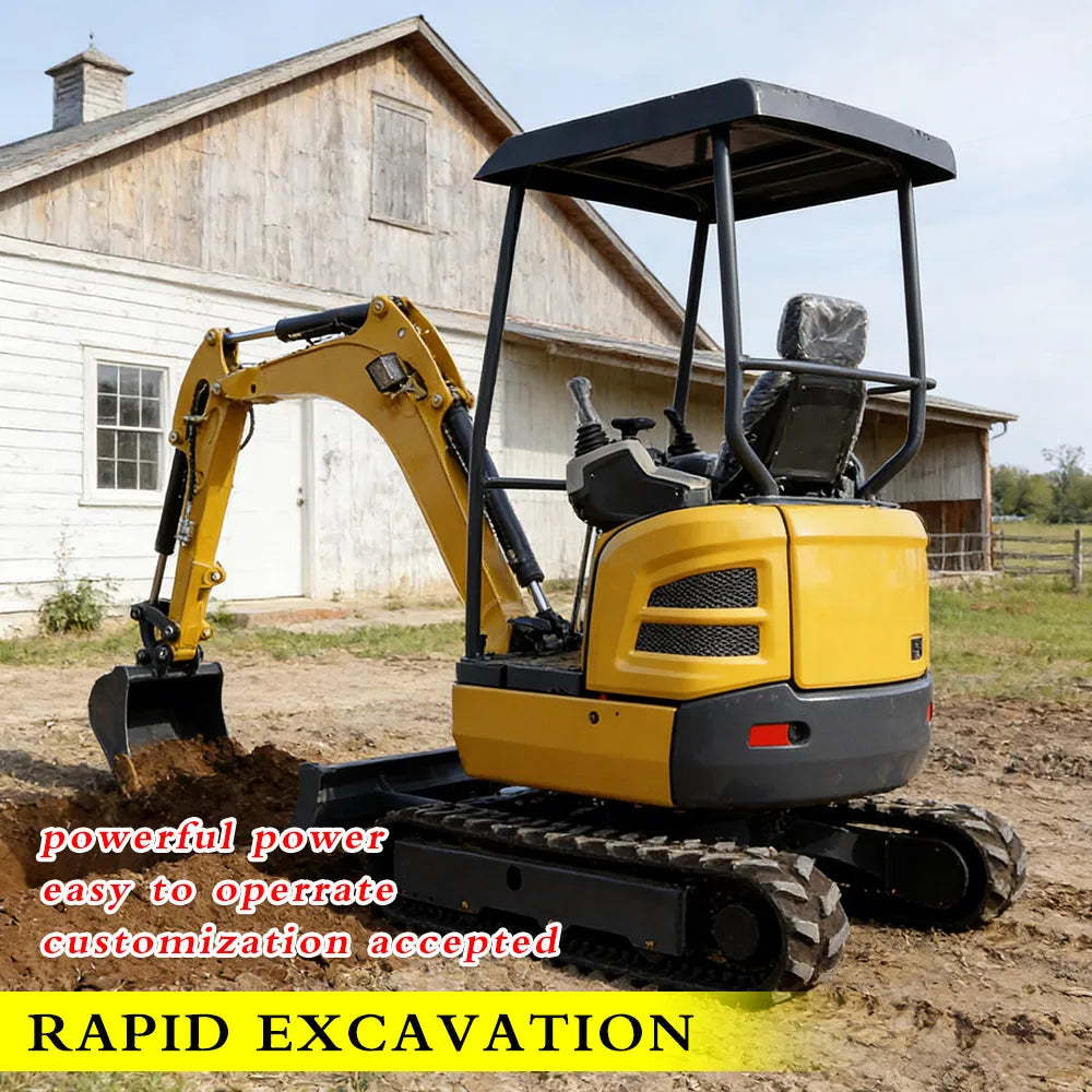 Multifunctional 2 Ton Mini Excavator Crawler Type Hydraulic Digging Equipment Small Digger For Farm Landscaping Road Constructio