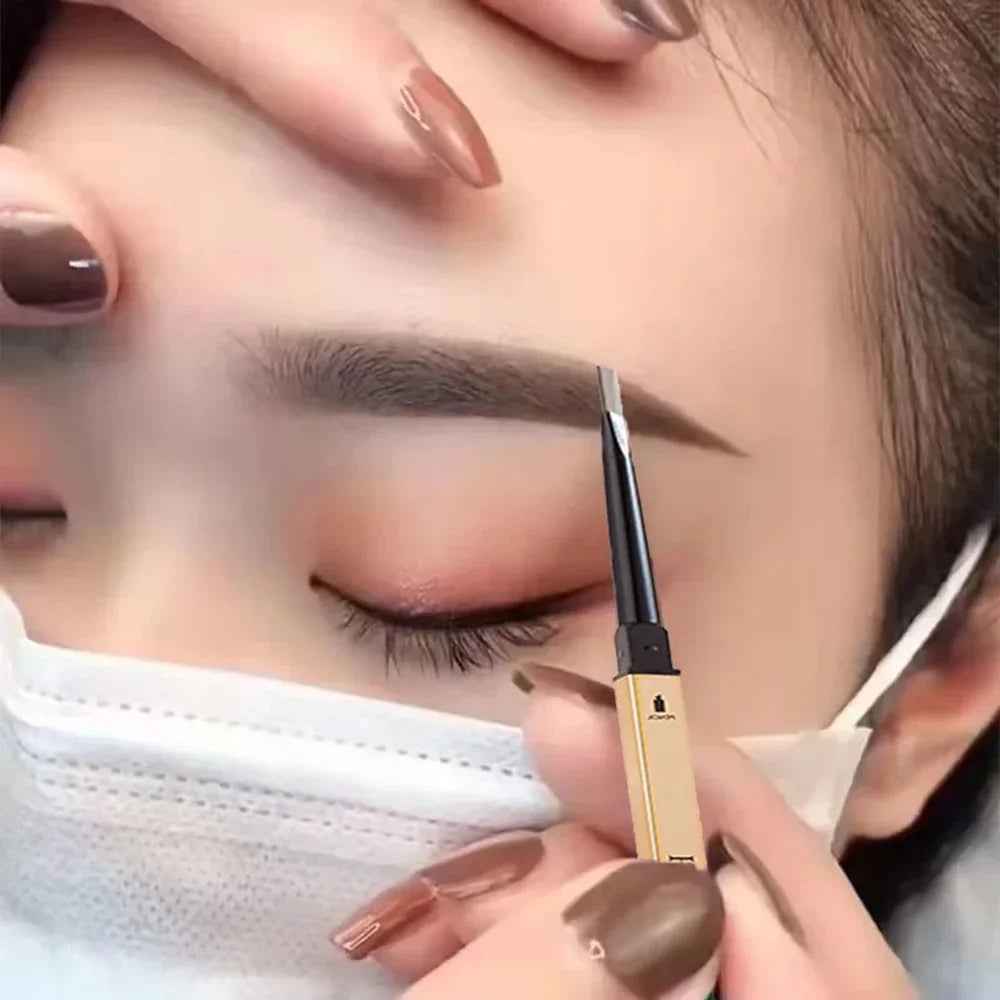 5 Colors With Brush Double Head Eyebrow Pencil Waterproof Smooth Eyebrow Stick Sweatproof Eyebrow Gel Tattoo Pencil Cosmetics