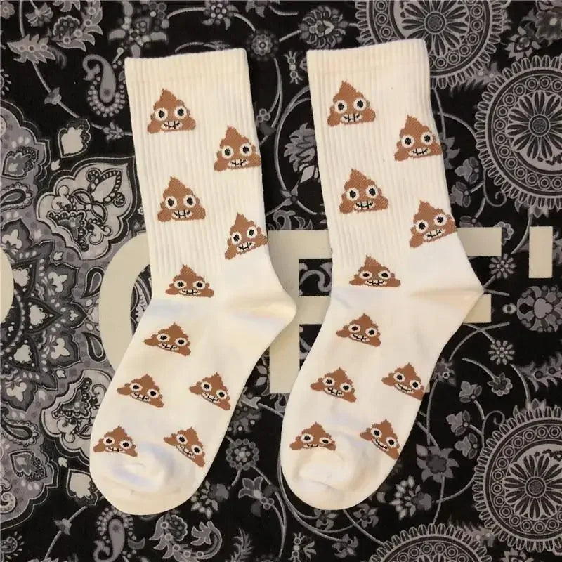 Lovely Street Fashion New Hiphop Cotton Rainbow Socks Harajuku Happy Funny Smile Poop with eyes Shard Dung Birthday Wedding Gift