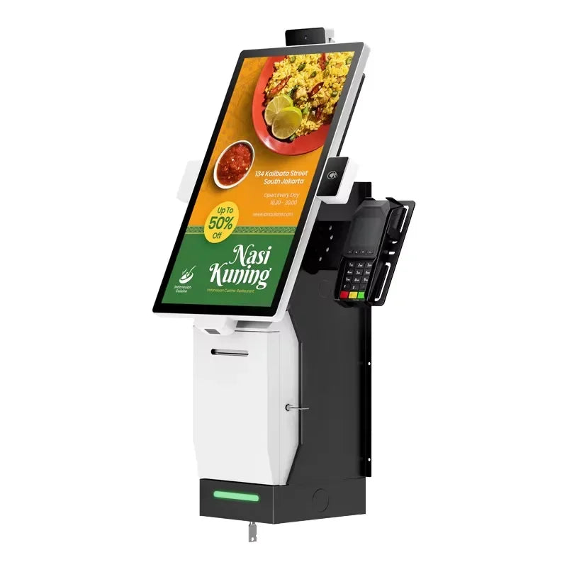 Wall Mounting Touch Screen Kiosk Floor Standing Query Machine Modern Payment Kiosk With Barcode Scanner