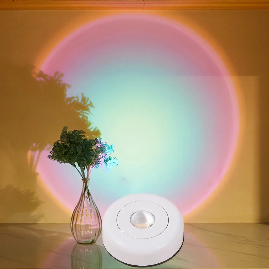 Touch LED Cabinet Lights Battery Powered Stick On Wall Sunset Lamp for Kitchen Bedroom Closet Cupboard Night Light Decoration
