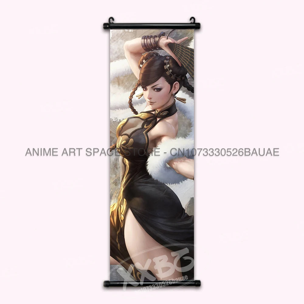 Street Fighter Hanging Painting Fighting Game Wall Artwork Gouken Scrolls Picture Sakura Kasugano Print Canvas Poster Home Decor