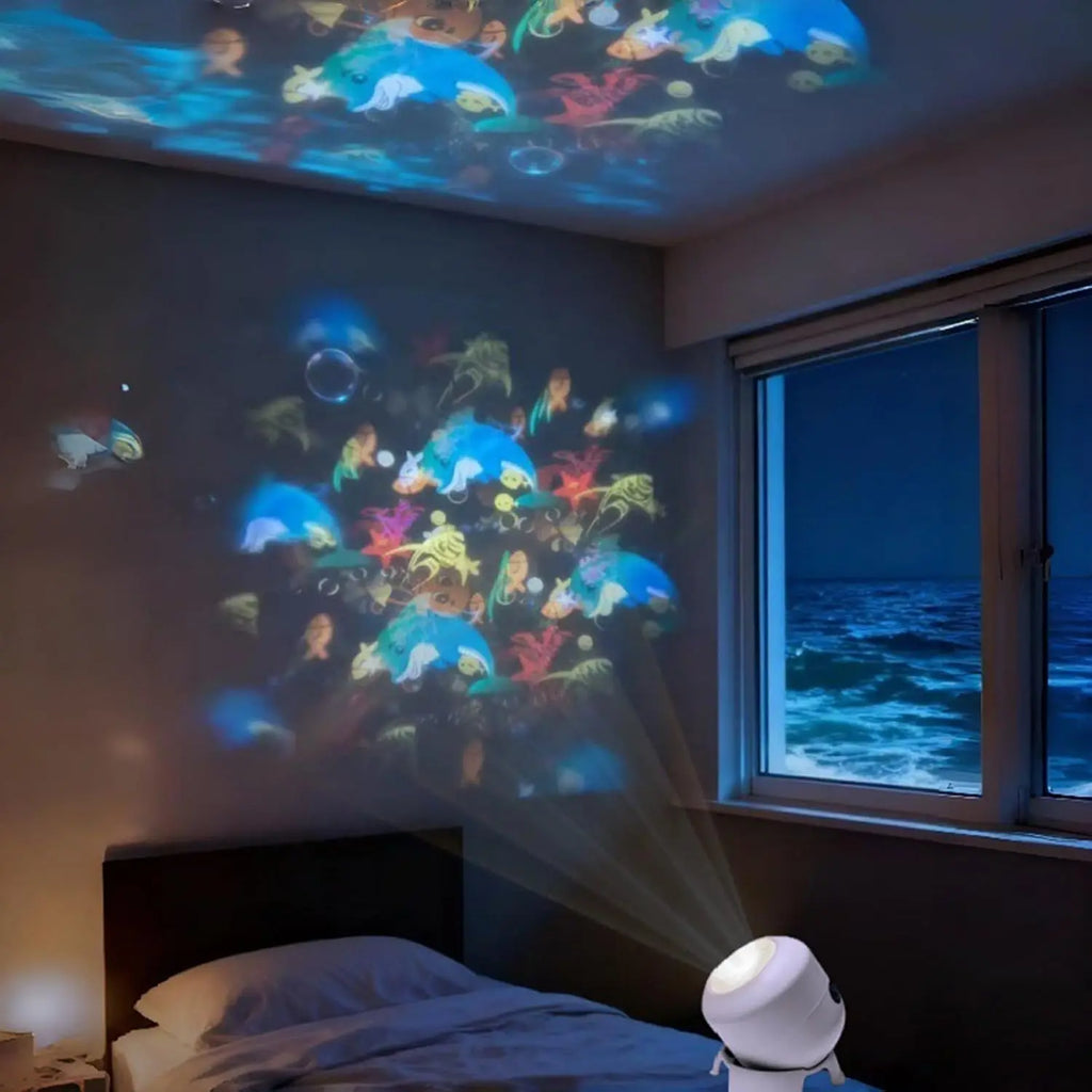 Rotating Projector Night Light USB Power LED Ocean Projector Light Dynamic Atmosphere Lamp for Bedroom Party Decor Birthday Gift