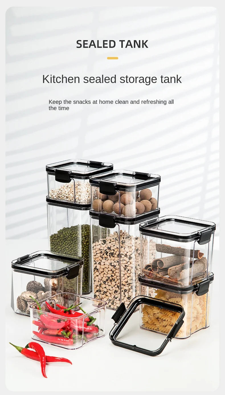 Sealed Jars Kitchen Grain Storage Organizer Large Tank Plastic Moisture-proof Storage Box Household Seasoning Jars Set 2030