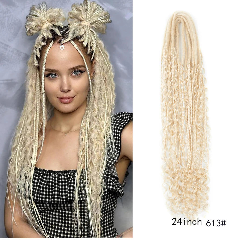 Dreadlock Extensions Handmade Crochet Hair Synthetic 24 36 Inches Dread Extension Crochet Braids For Women Dreadlocks Hair