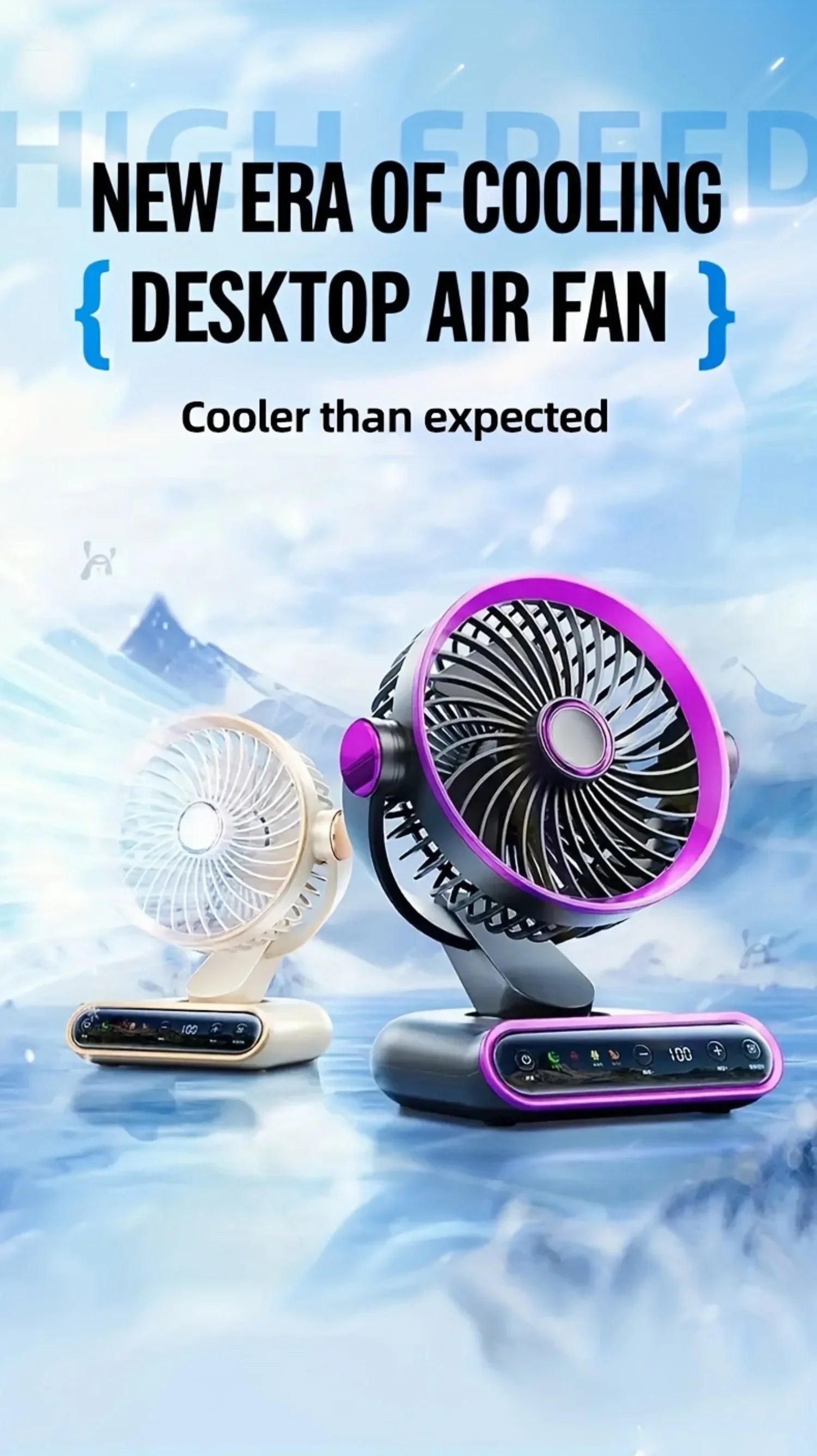 Air Circulation AI Fan Desktop Portable Rechargeable Fan Smart 100 Speed Stepless Quiet Brushless Motor Type-C Baby Sleep Wind