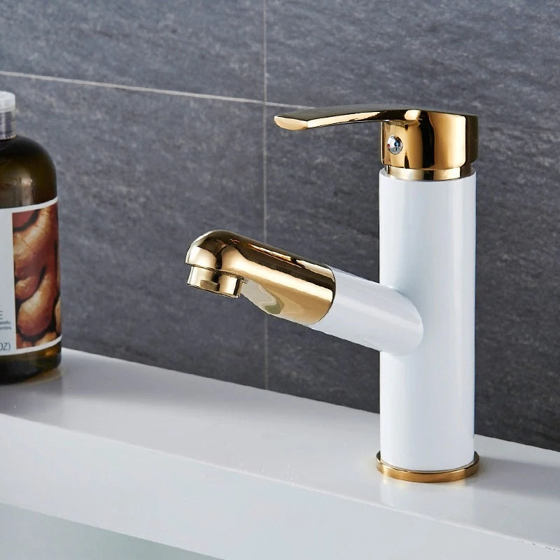 Pull-out Type Faucet Bathroom Basin Hot and Cold Water Tap Household Countertop Single Handle Faucet Bathroom Accessories