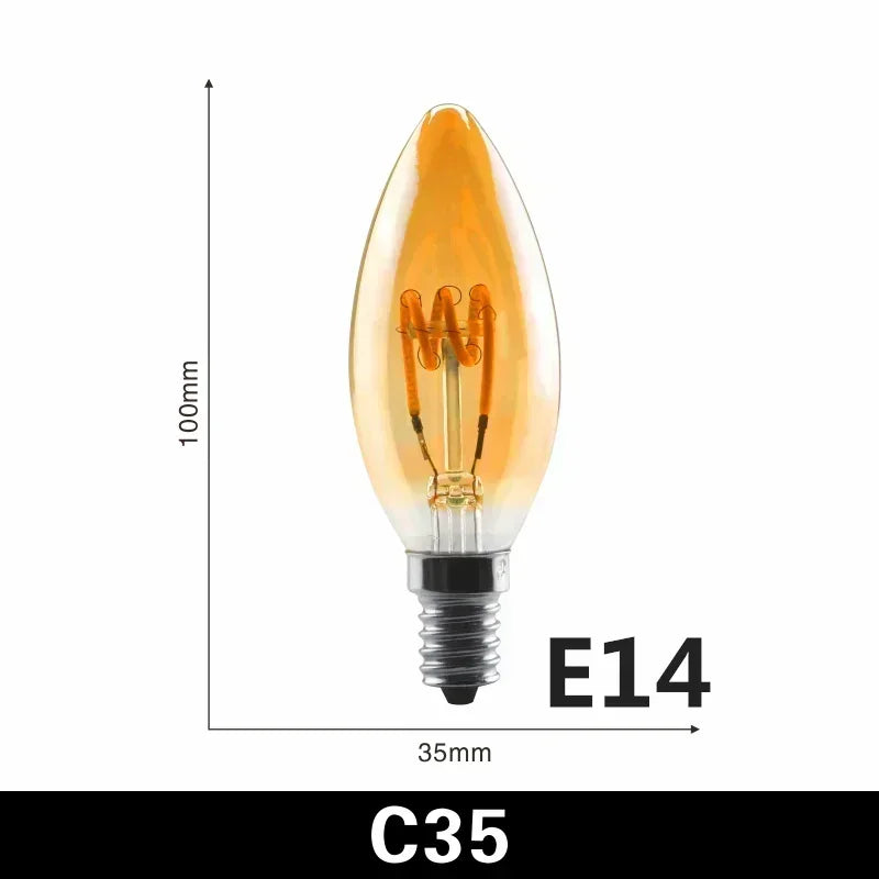 2-10pcs Retro LED Spiral Filament Light Bulb E14 E27 4W 220V Warm Yellow C35 A60 ST64 T185 T225 G80 G95 G125 Vintage Edison Lamp