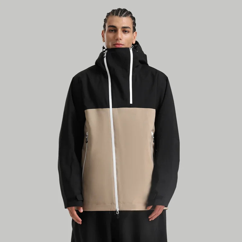 Gsou Snow Unisex Color-Block Ski Jacket Waterproof Snowboard Coat Breathable Loose Fit Women Men Professional Ski Wear