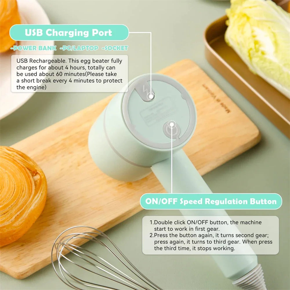 Electric Food Processors Set Portable Blender Mixer Kitchen Tools Hand Mixer Milk Frother Egg Beater Cake Baking Kneading Mixer