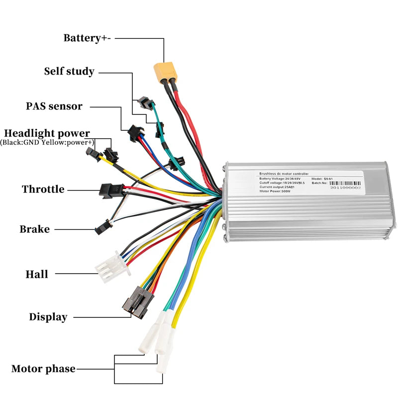 500W 25A Electric Bike Brushless Controller with LCD Display 24V 36V 48V Scooter Motor Controller Ebike Accessories