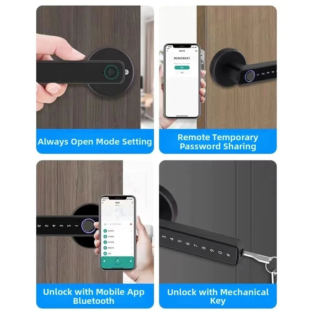 Remote Lock Smart Fingerprint Door Lock Smart Password Electronic Digital Door Handles WiFi Gateway Key Biometric Door Lock