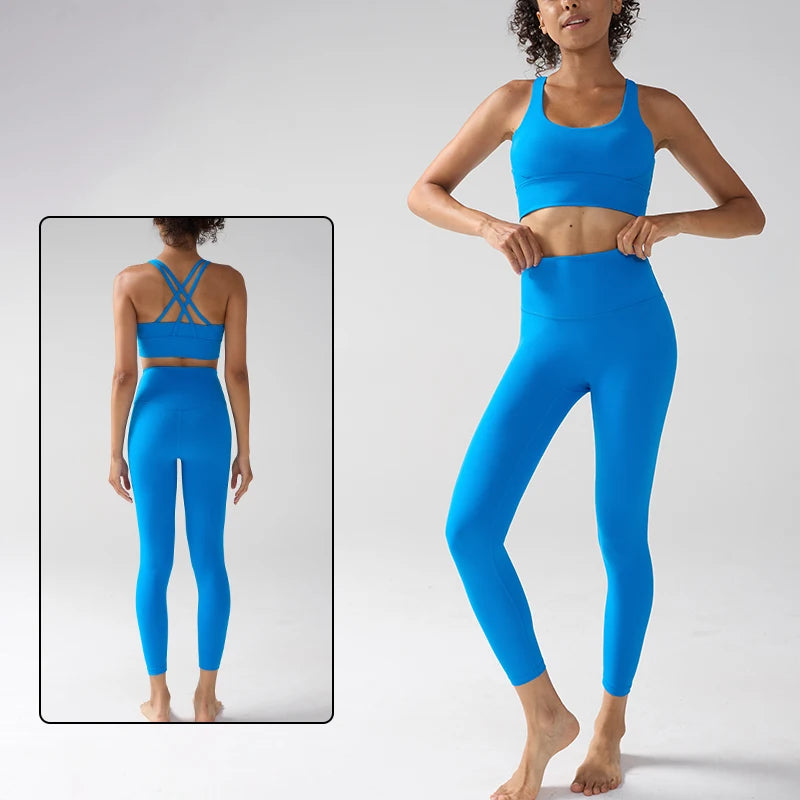 Women's Yoga Set Workout Set 2 Piece High Waist Yoga Leggings Sports Bra Gym Suit Activewear Sports Fitness Set Sports Suit