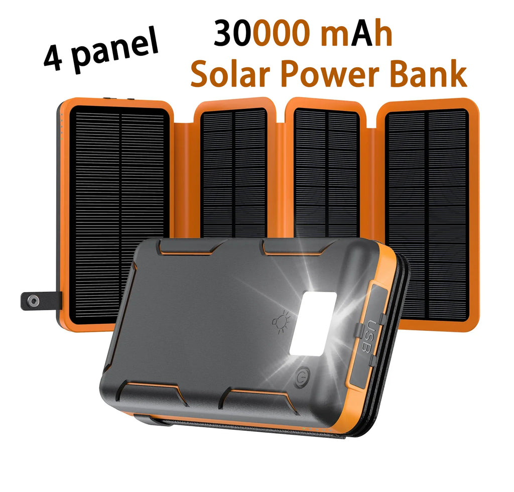 50000mAh Portable Solar Power Bank Fast Charging USB-C/USB-A for IOS Android Outdoor Large Capacity Backup Charger for Camping