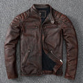 New 100% Cowhide Leather Jacket men Top Layer Clothes Men's Stand Collar Motorcycle Clothes  Autumn Winter Plus Size motorcycle