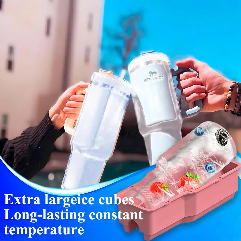 Tumbler Ice Mold for Stanley Cup 30-40 oz - Silicone Cylinder Ice Mold with Lid, Easy Fill and Release Ice Maker for Ice Drink