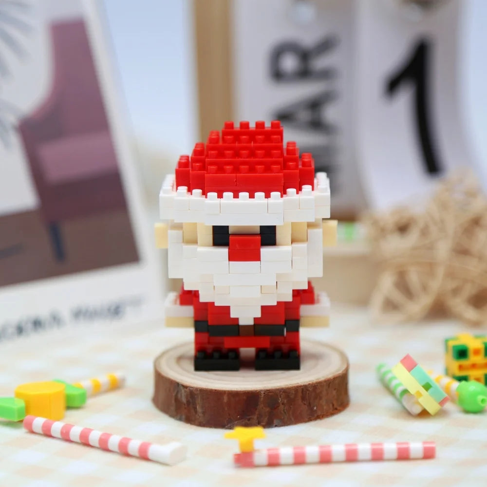 Christmas Building Blocks Set Santa's Workshop Building Santa Sleigh DIY Reindeer Sleigh Christmas Hat Educational for Kids Gift