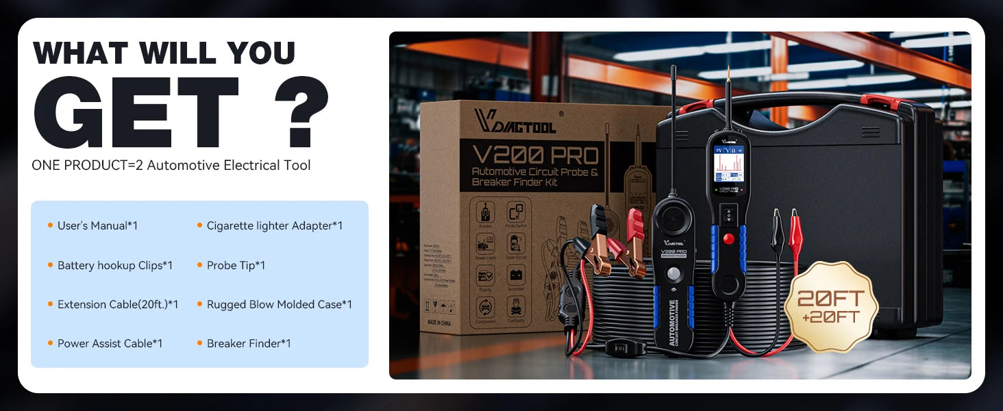 VDIAGTOOL V200PRO Circuit Probe Tester 12V/24V AC/DC Electrical Automotive Electrical System Breaker Finder