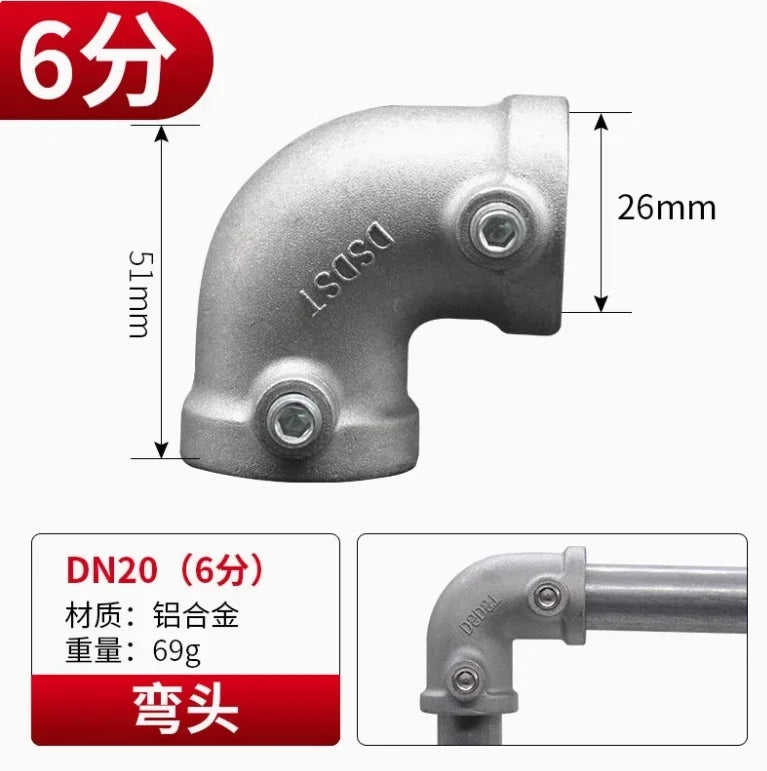 20/25mm Round Tube Pipe Joint Pipe Fitting Aluminum Alloy Steel Pipe Connectors DIY Clothes Hanger Plant Rack Shed
