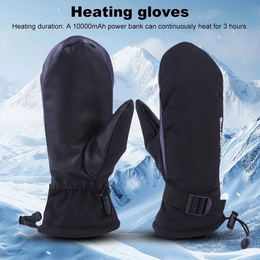 Winter Electric Heated Gloves Rechargeable USB Heating Gloves Men Women Motorcycle Gloves Skiing Cycling Excluding power bank