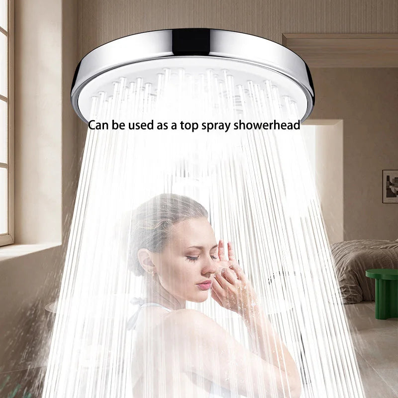 Bathroom Shower Head 5-function Large Water Output Booster Filter Handheld Shower One-button Water Stop Silicone Panel