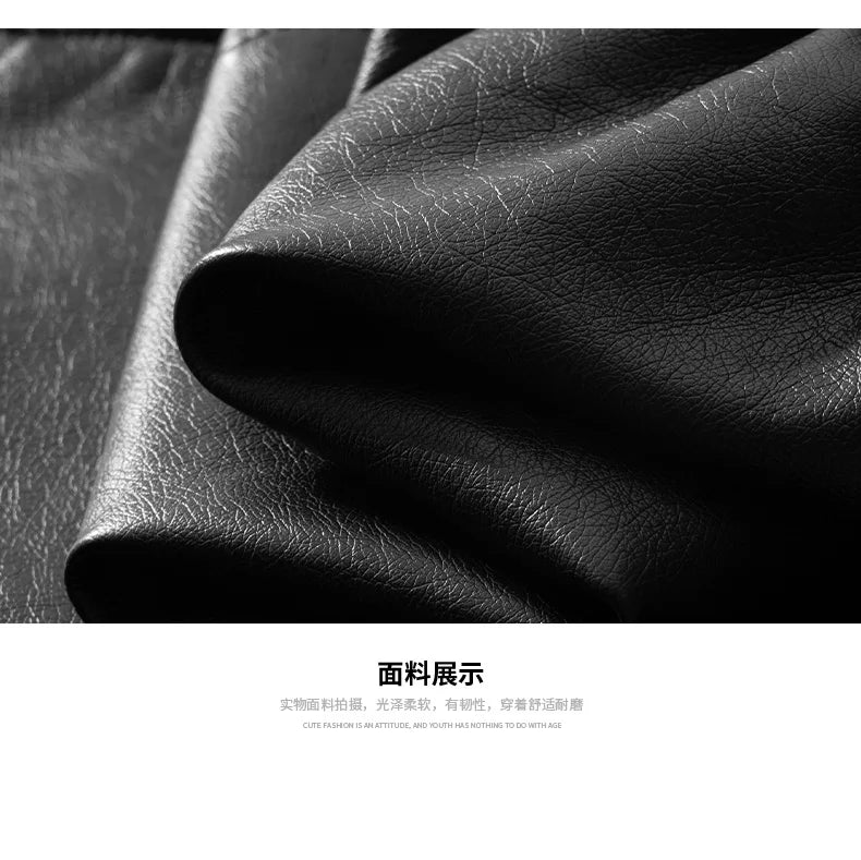 New Trendy Mens Leather Jacket Baseball Motorcycle Jacket American Style Autumn Windproof Leather Coat High Quality Fashion Coat