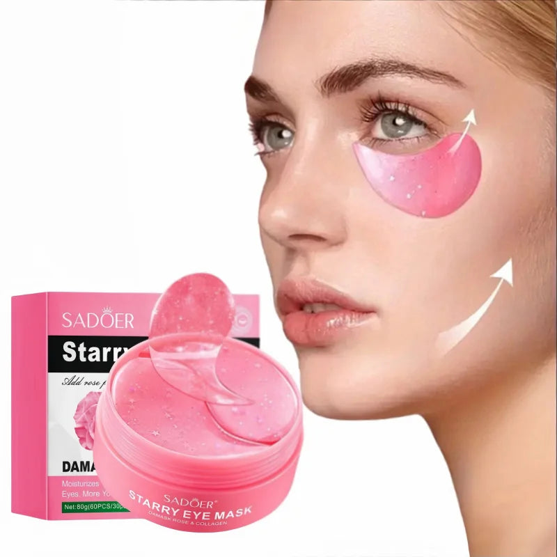 60 Pieces of Rose Starry Sky Collagen Eye Mask, Anti-Dark Circles, Anti-Eye Bags, Moisturizing and Firming Eye Patches, Eye Skin Care