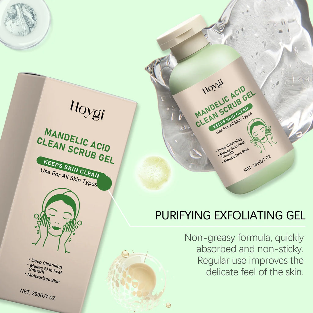 Hoygi Mandelic Acid Clean Scrub Gel Deep Cleansing Purifying Pores Remove Impurities Keep Skin Fresh Exfoliating Scrub Gel 200g
