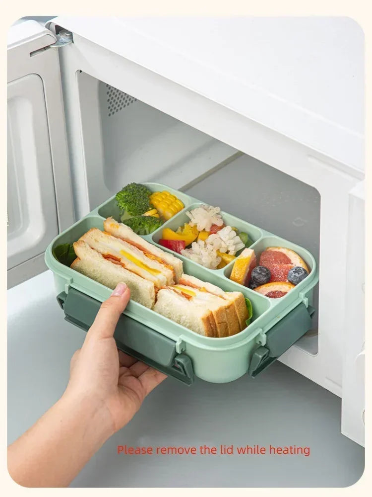 Compartment 1300ML Portable Lunch Box Kids Students Office Bento Box With Fork and Spoon Microwave Food Storage Container
