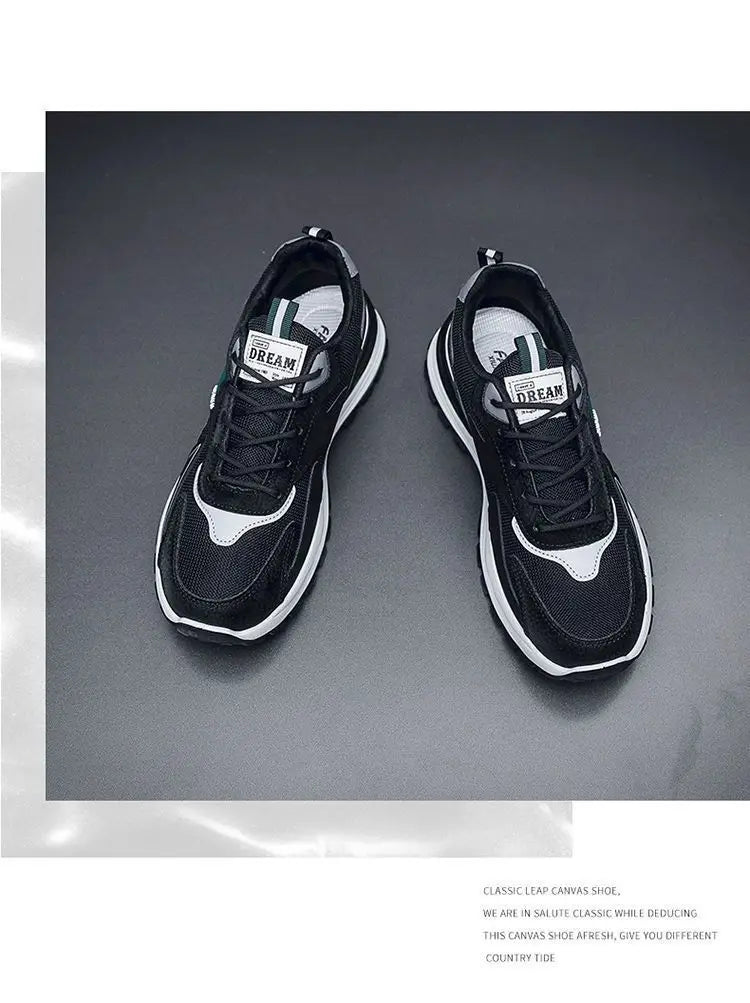 Men's Shoes New Fashion Sports Comfortable Breathable Casual Outdoor Mesh Sneakers Trending Lace-Up Thick Sole Casual Shoes