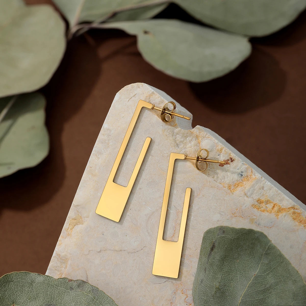 Kinitial Rectangle Earring Art Deco Earrings Modern Rectangle Bar Earrings Modern Trendy Jewelry For Women