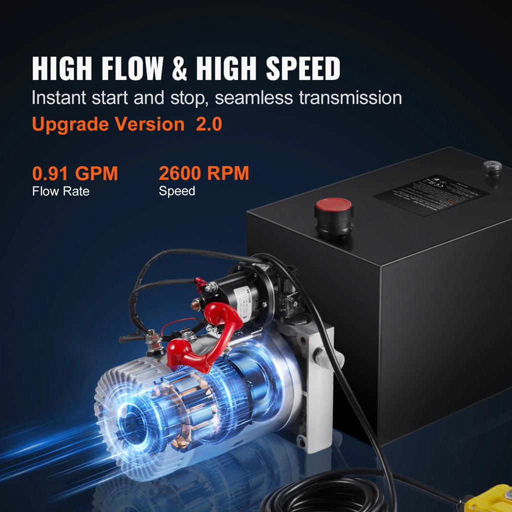 SucceBuy Hydraulic Pump 4-20 Quart Dump Trailer Pump Single Acting Dump Trailer Pump DC 12V Hydraulic Power Unit for Car Lifting