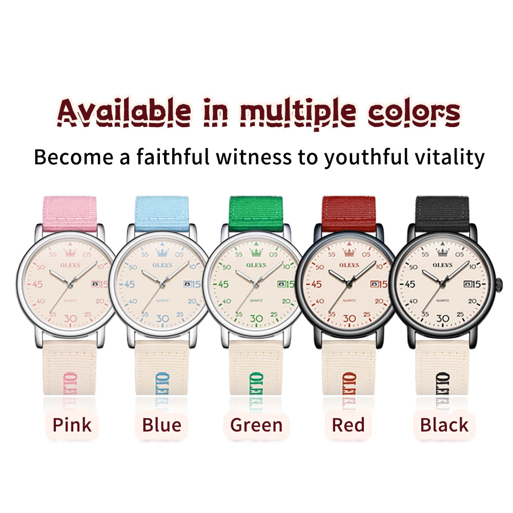 OLEVS 2997 Original Quartz Movement Student Fashion Watch Calendar Digital Dial Night Light Function 30m Waterproof Watch