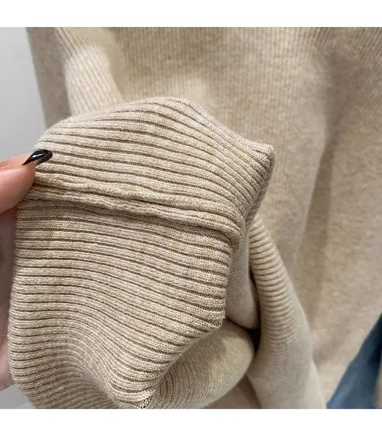 Polo Collar Knit Sweater Women Pullovers Casual Button Front Long Sleeve Rib-knit Jumper Chic Knitwear Trend Autumn Winter Tops