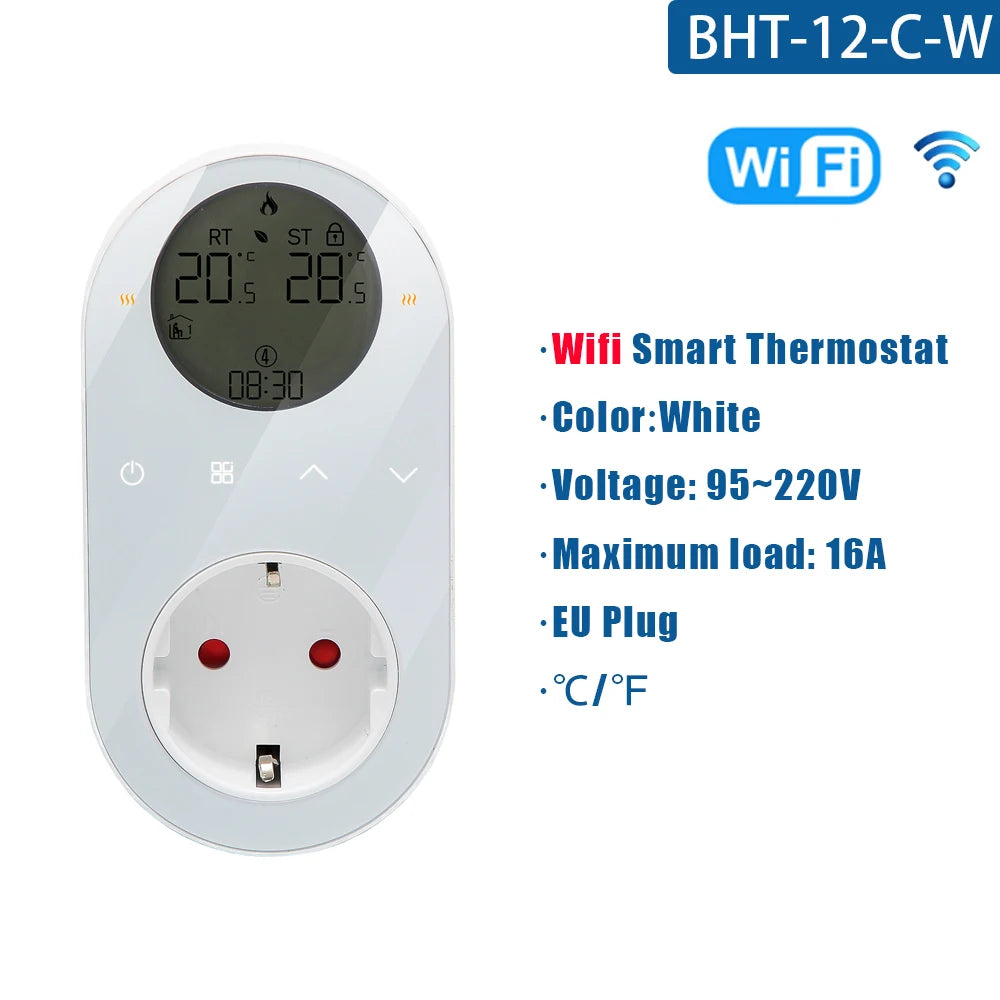 Tuya WiFi Smart Thermostat Socket APP Control Temperature Controller 16A 220V Digital Thermostat Switch EU Plug for Household