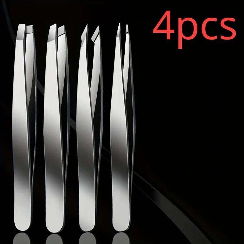 Ouriner 4pcs Set Professional Tweezers Set Perfect For Eyebrow Hair Removal Splinter Very Effortless and Relaxed to Remove