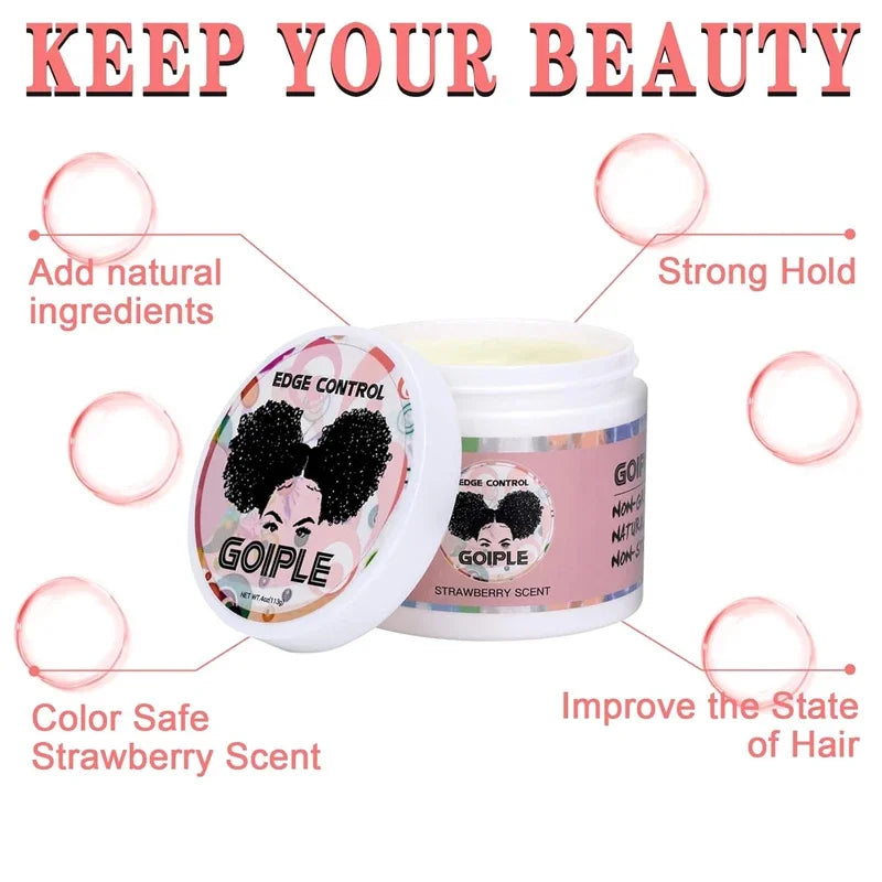 GOIPLE Long Lasting Hold Edge Control Gel for Black 4C Non-greasy Styling Wax Tame Frizz Slick Baby Hair Broken Finishing Cream