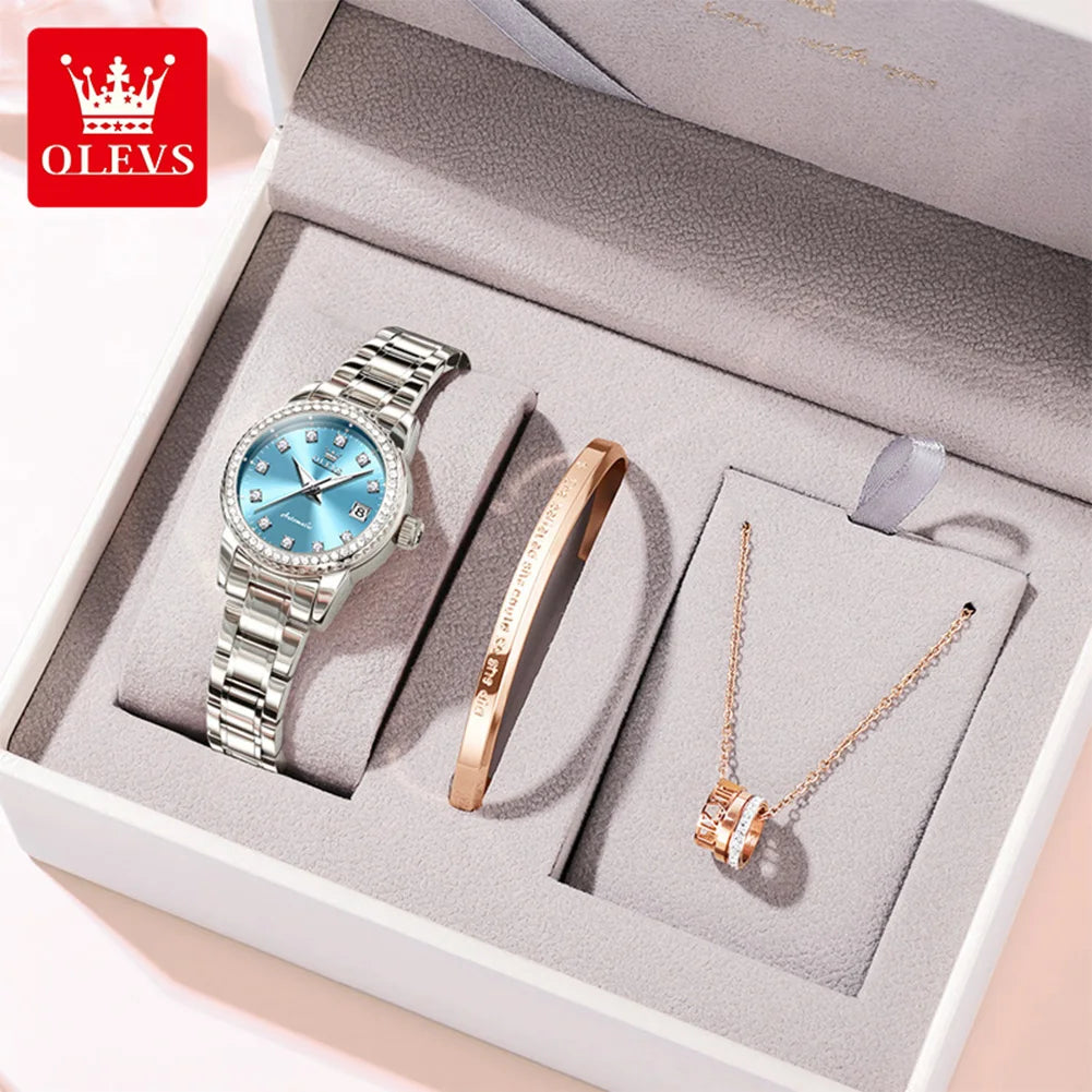 OLEVS Automatic Mechanical Watch for Ladies Auto Date Top Brand Business Luxury Women Watch NEW 7003