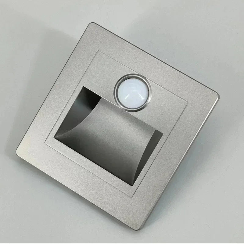 Infrared Motion Sensor Stair Lights Indoor Outdoor Stair Step Wall Lamp 3W Recessed LED Step Light Staircase Bedroom Decoration