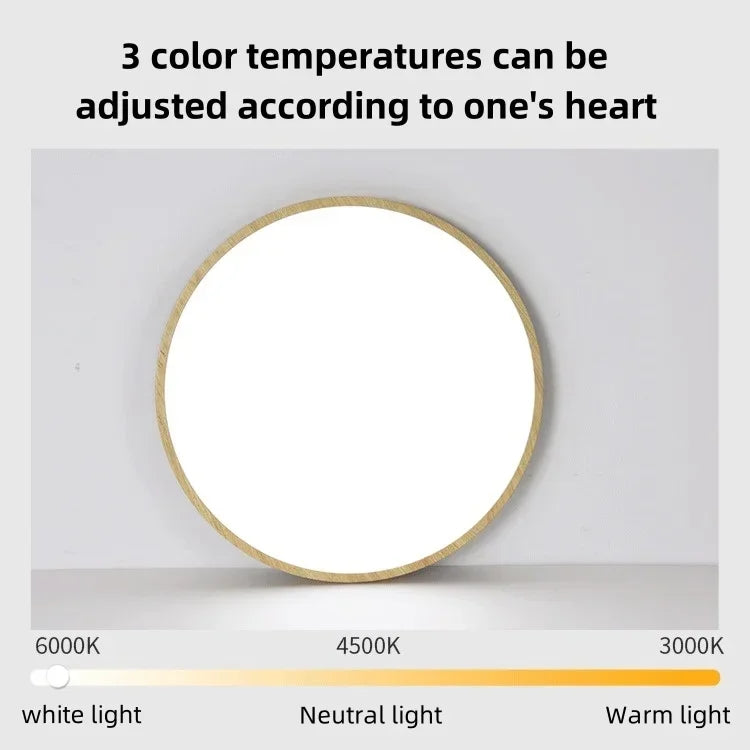 Modern Wood Grain LED Ceiling Light Ultra-Thin Walnut Wood Ceiling Lamp Bedroom Bathroom Living Room Kitchen Home Decor Lighting
